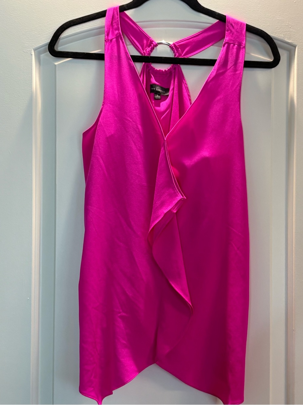 The Limited Hot Pink halter Ruffle Front blouse